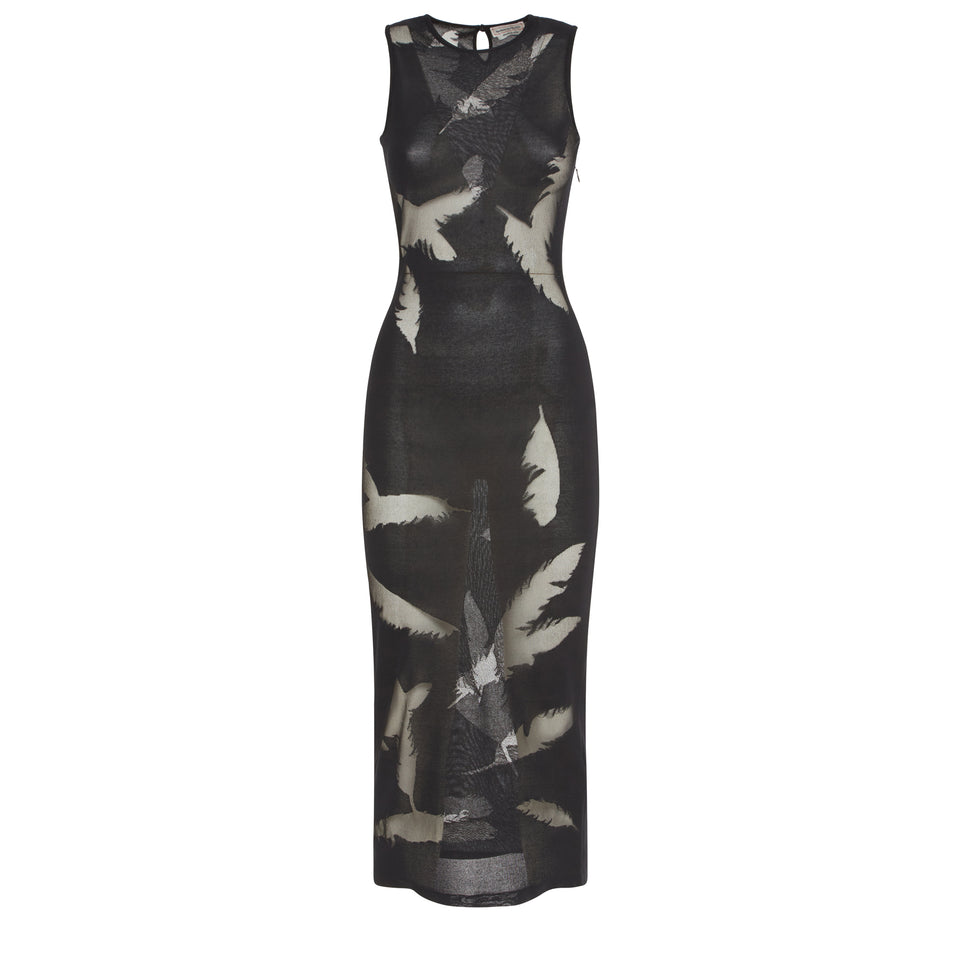 Black cotton and silk sheath dress