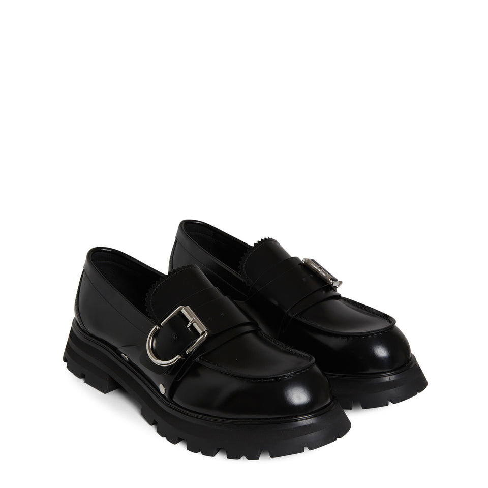 Black leather ''Wander'' loafers