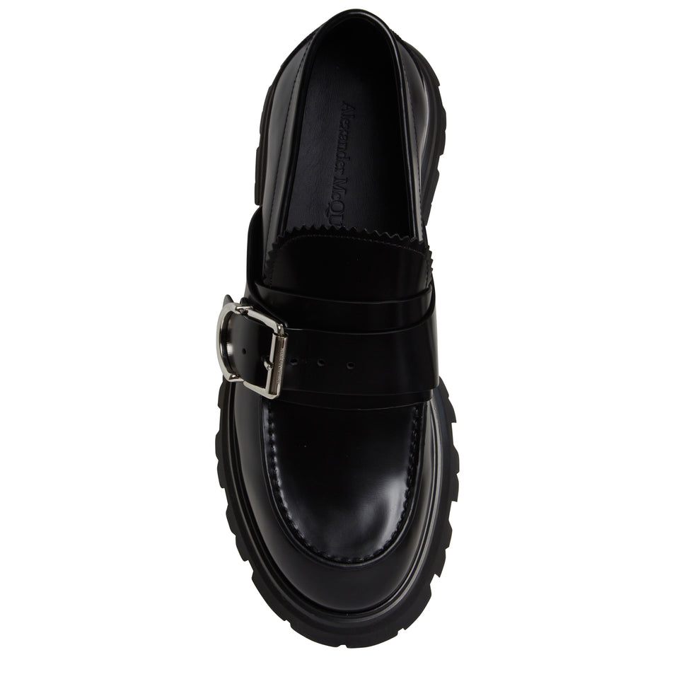 Black leather ''Wander'' loafers