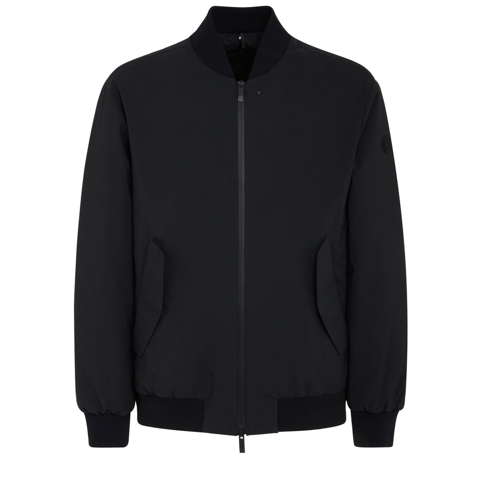 "Kraun" bomber jacket in black fabric