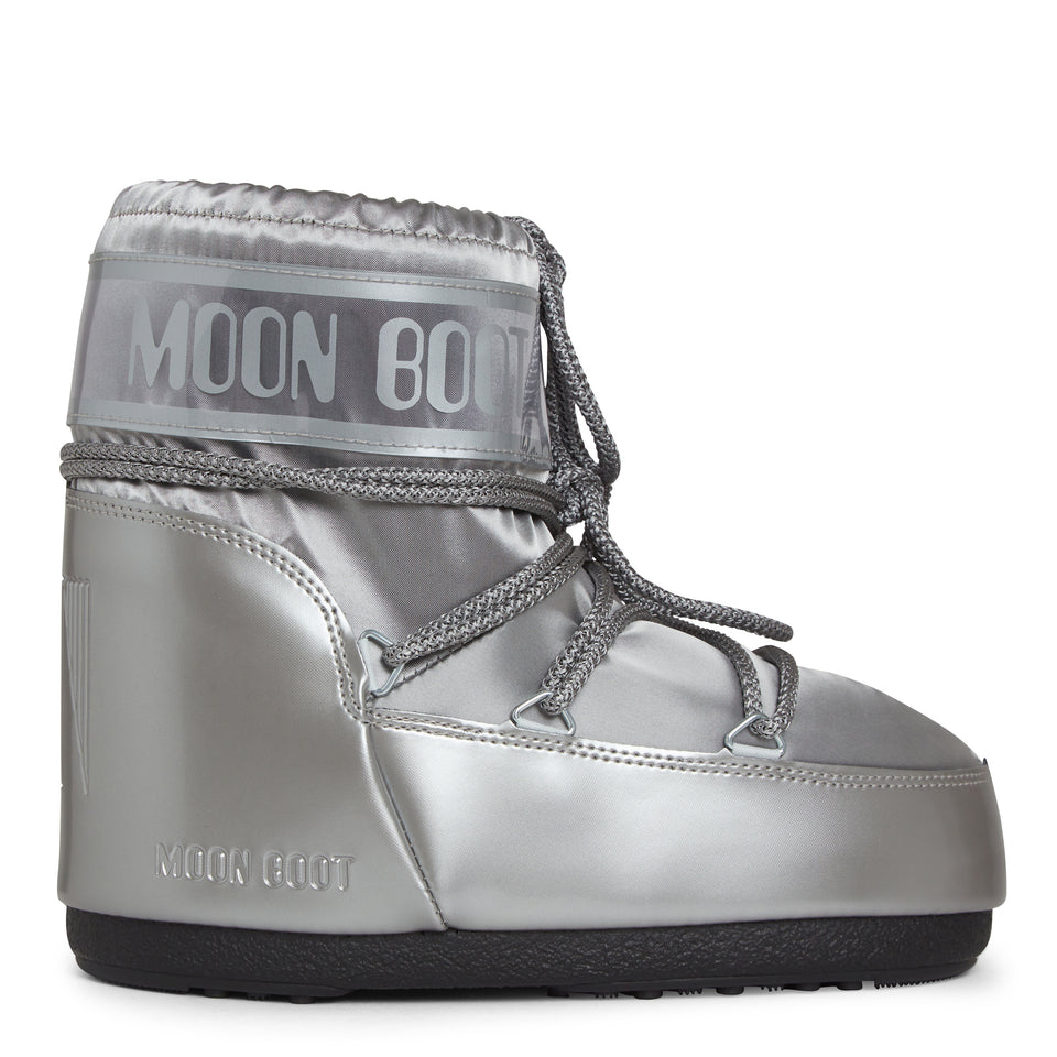 Moon Boot "Icon Low" in silver nylon