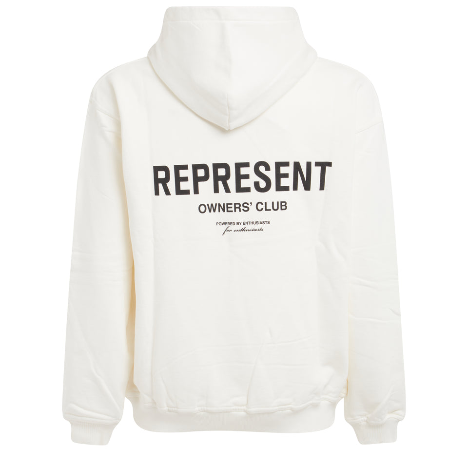 White Cotton ''Owners Club Hoodie'' Sweatshirt