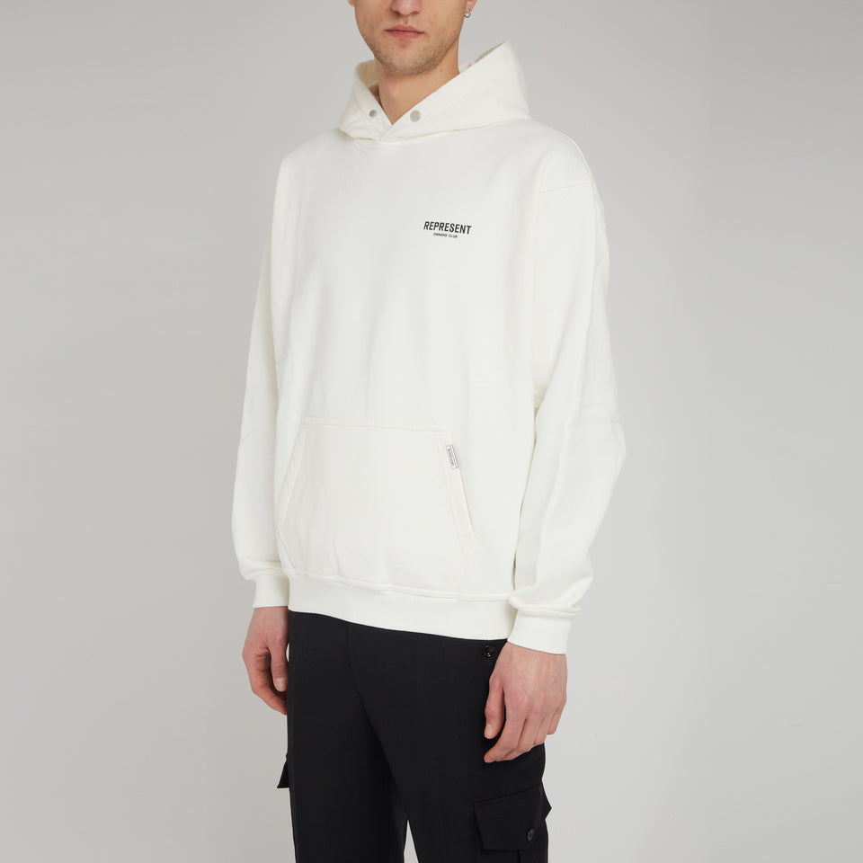 White Cotton ''Owners Club Hoodie'' Sweatshirt