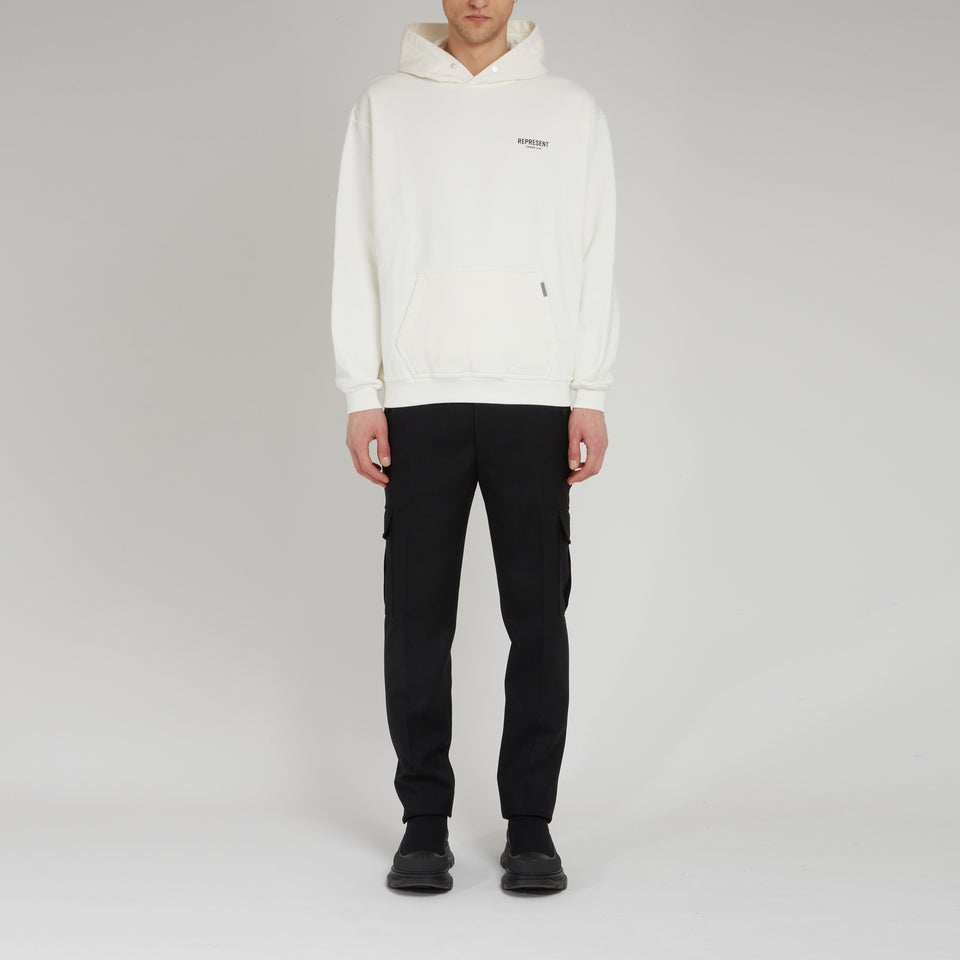 White Cotton ''Owners Club Hoodie'' Sweatshirt