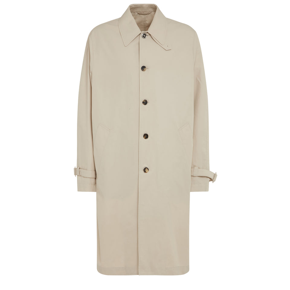 ''Barocco Sea'' trench coat in beige gabardine