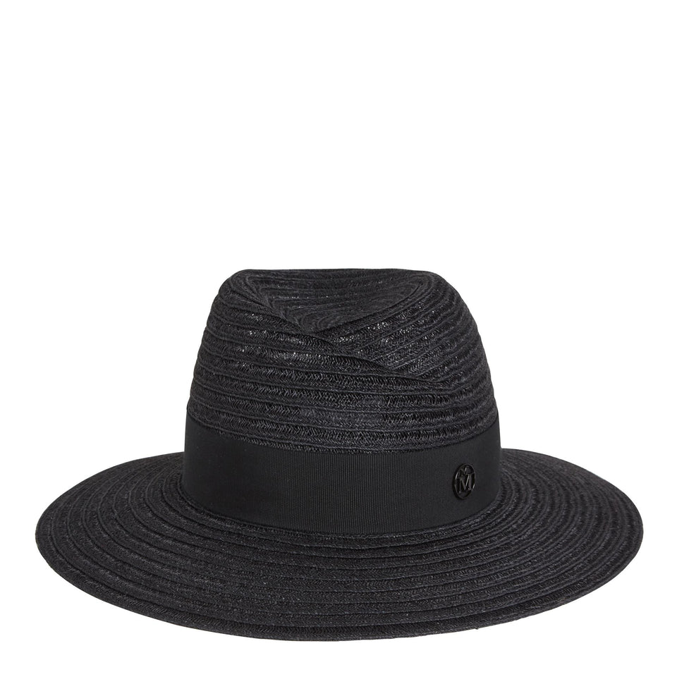 Black ''Virginie'' straw hat