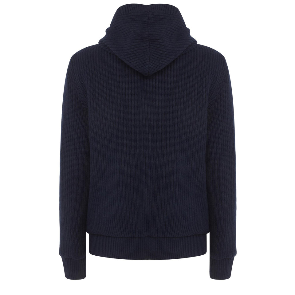 Double-face cardigan in blue fabric