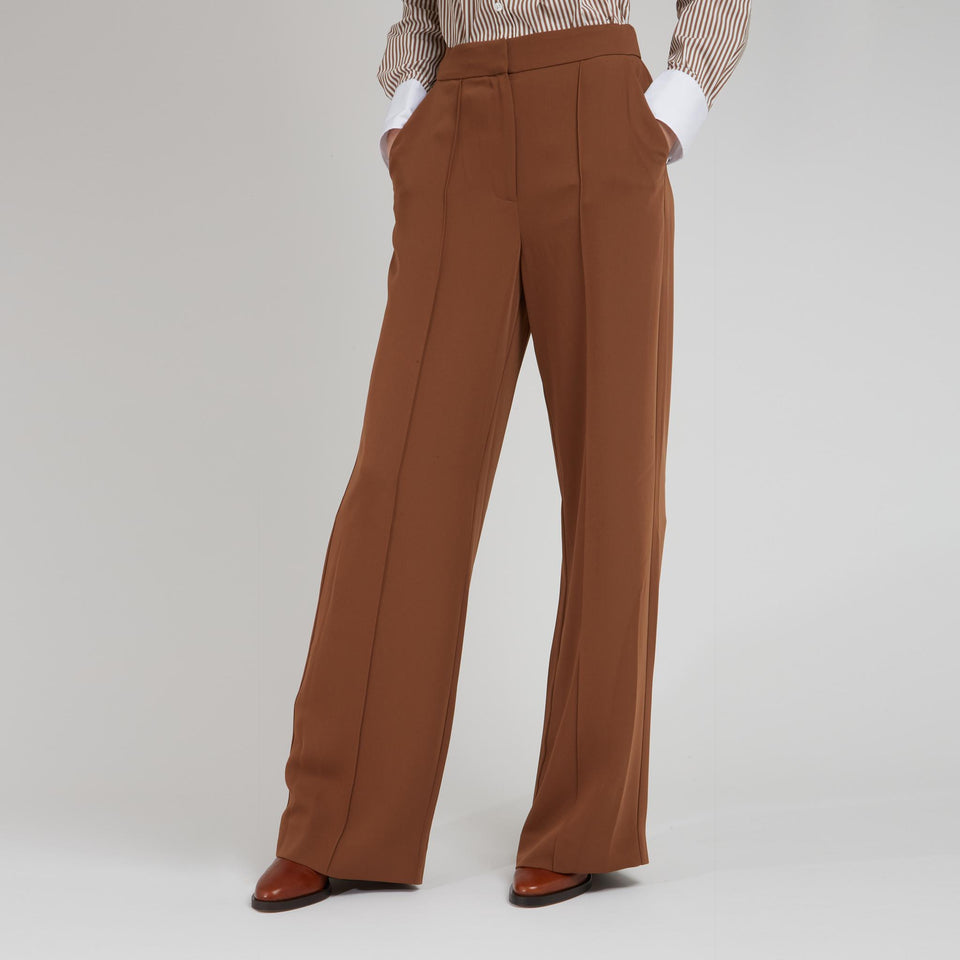 Pantalone "Edia" in tessuto marrone