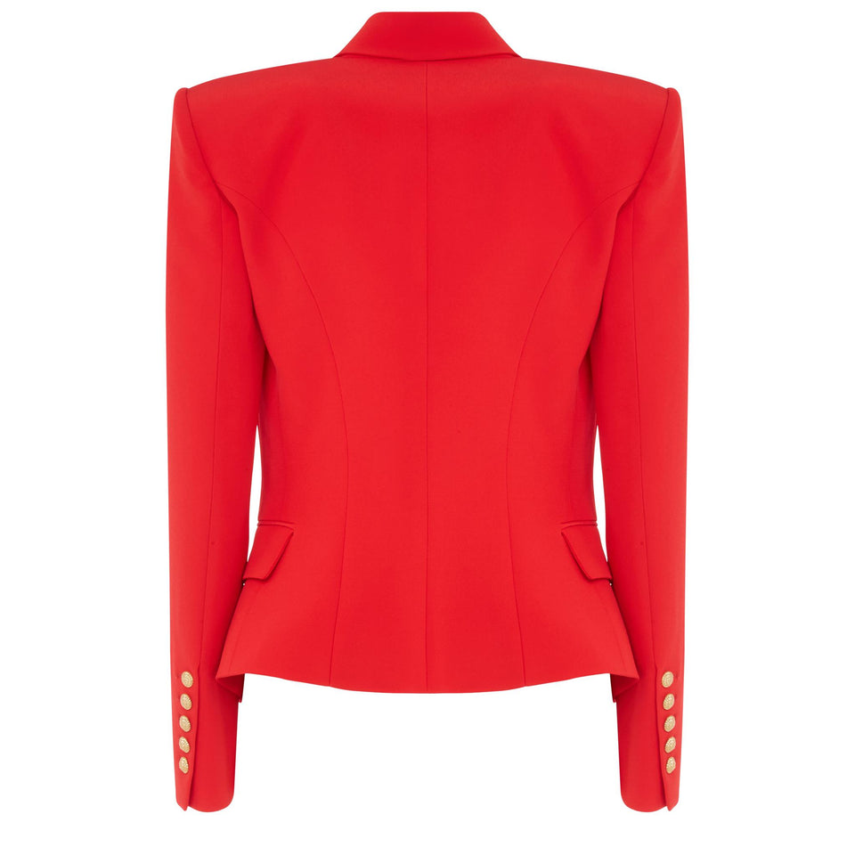 Red double-breasted fabric jacket