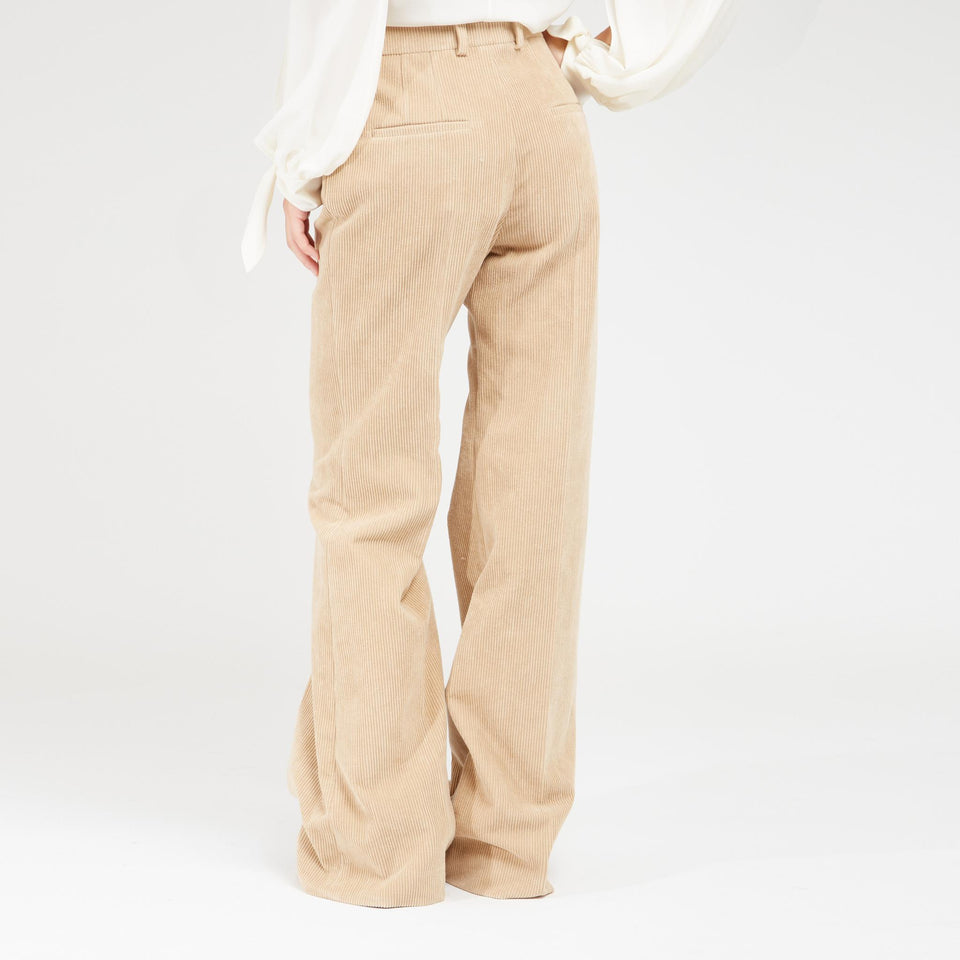 Pantalone a coste in cotone beige