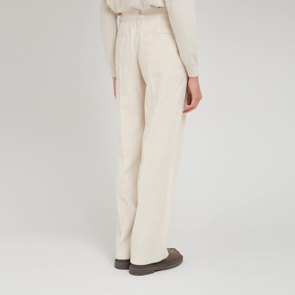 Beige fabric trousers