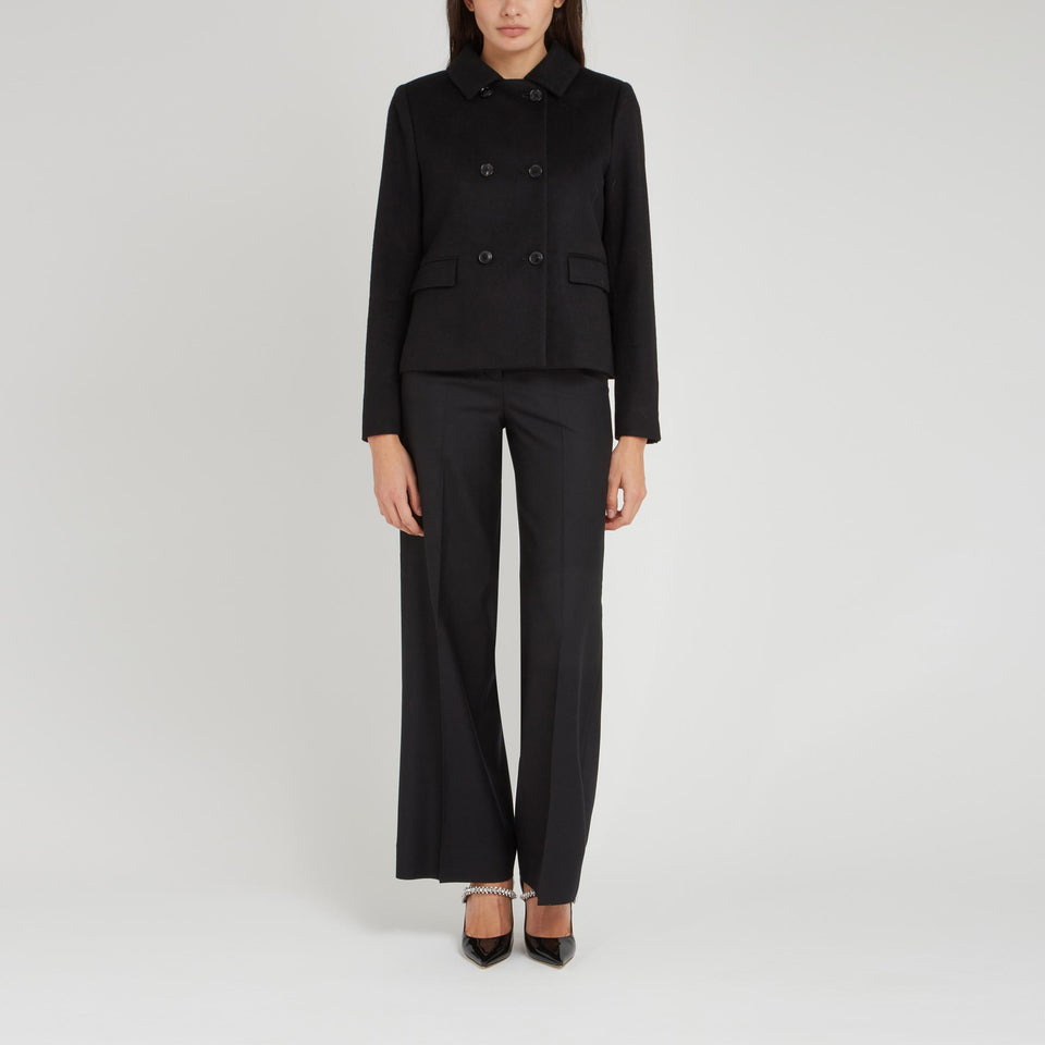 Black cashmere double breasted coat