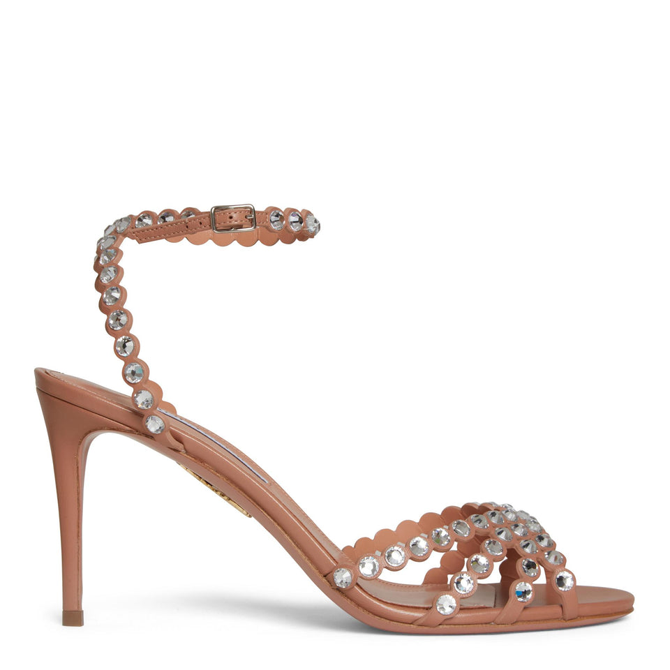 Sandalo "Tequila" 85 in pelle marrone TQLMIDS0 NAPPWP AQUAZZURA 