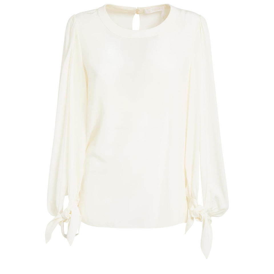 Blusa in seta crema