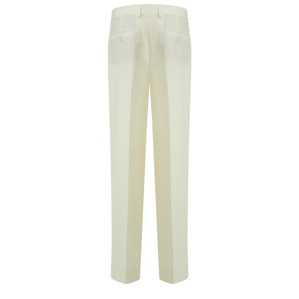 White wool tailored trousers