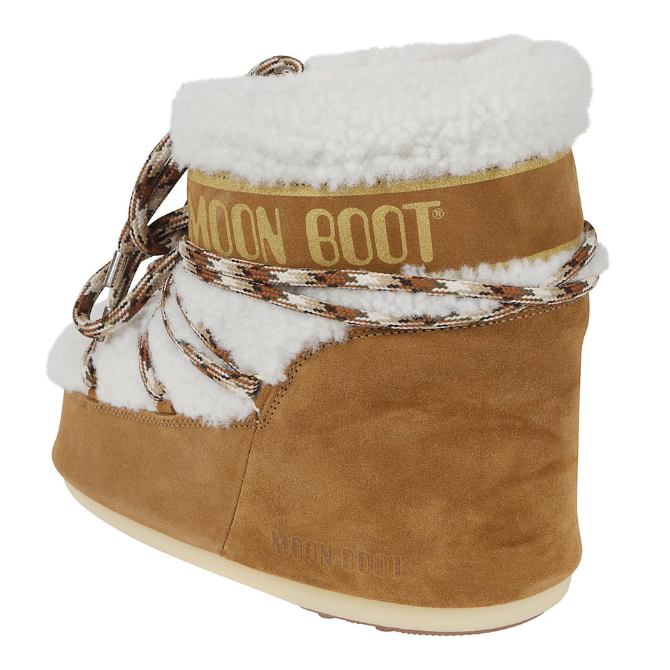Moon Boot "Icon Low" in shearling multiccolor D1409580 MA03WHISKEY MOON BOOT 