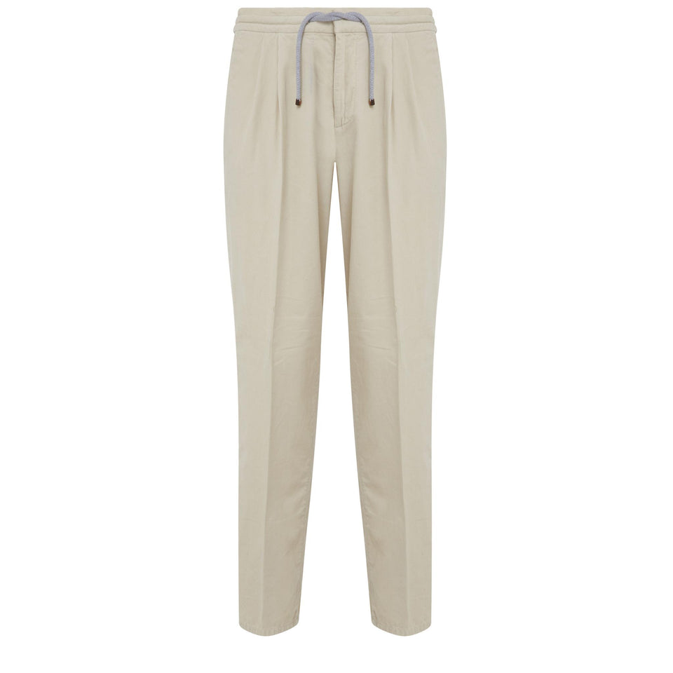 Pantalone chino in cotone beige