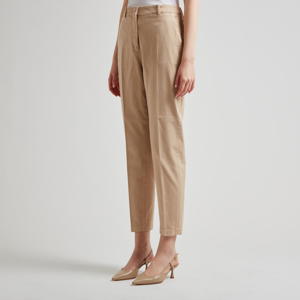 Pantalone crop in cotone beige