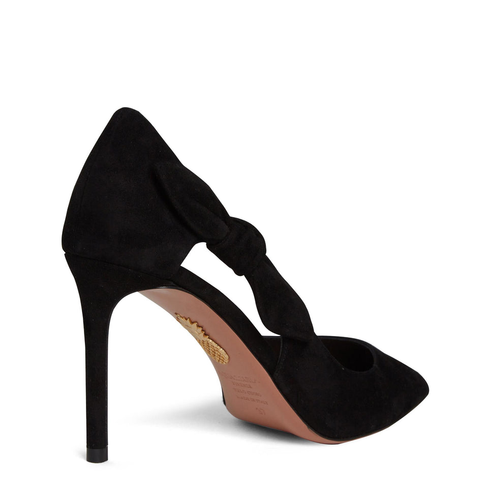 Dècolletè ''Very Bow Tie'' in suede nere VBTMIDP0 SUEBLACK AQUAZZURA 