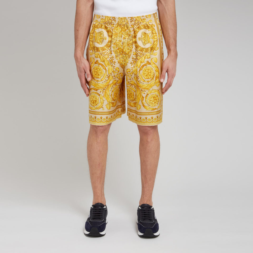 Shorts ''Barocco'' in tessuto oro