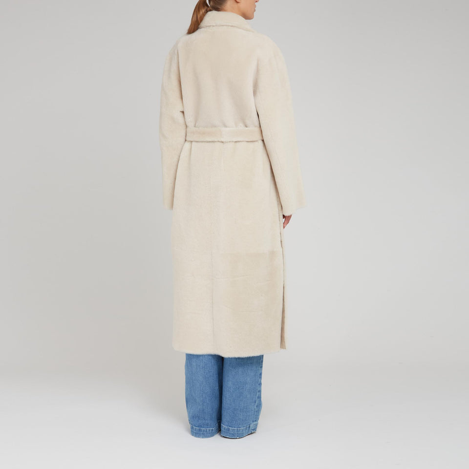 Cappotto in shearling beige