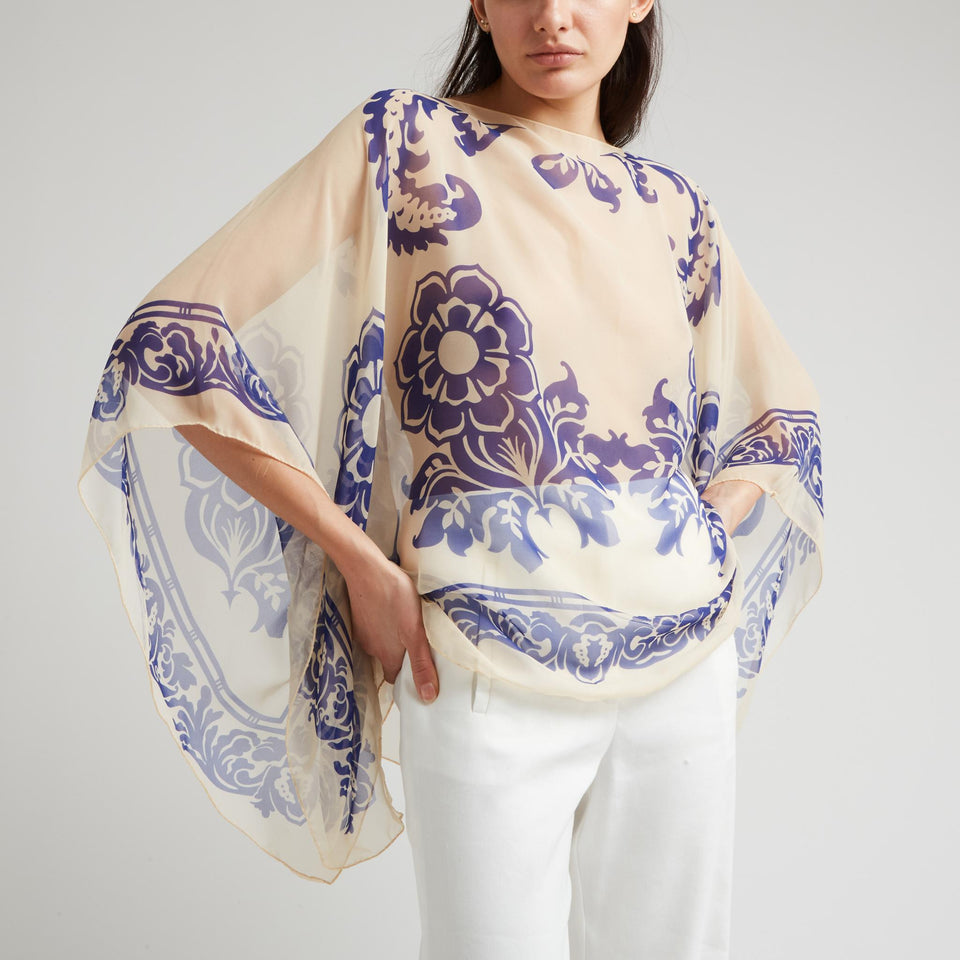 Poncho in seta multicolor