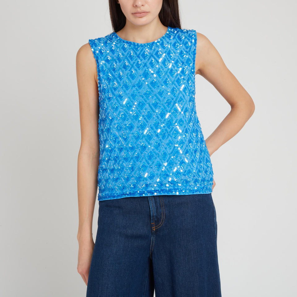 Tank top in blue fabric