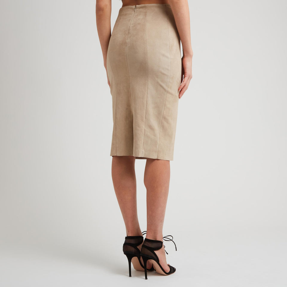 "Scarlett" beige leather skirt