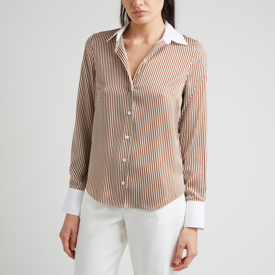 Camicia in cotone marrone