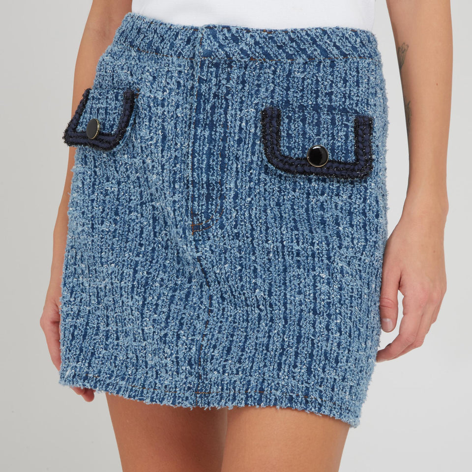 Mini gonna in tweed blu