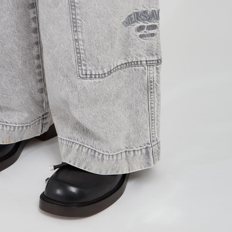 Jeans cargo in denim grigi