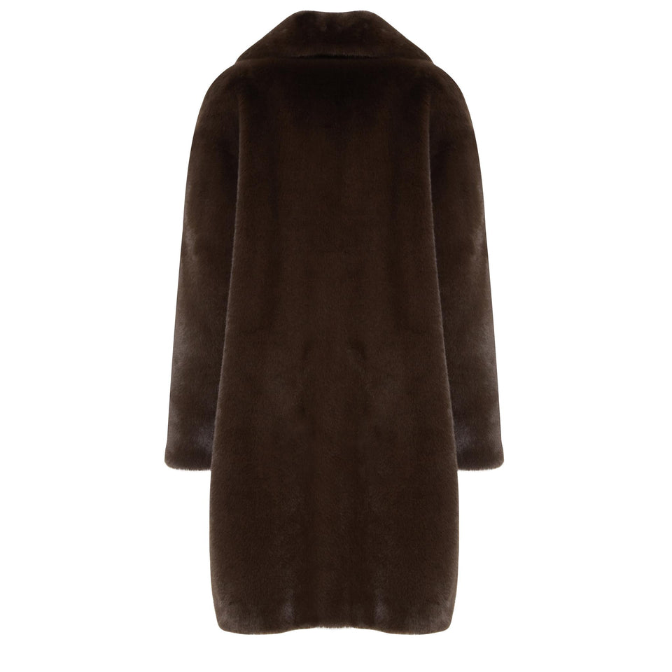 "Camille" coat in brown eco fur