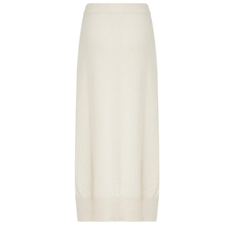 Long white cashmere skirt