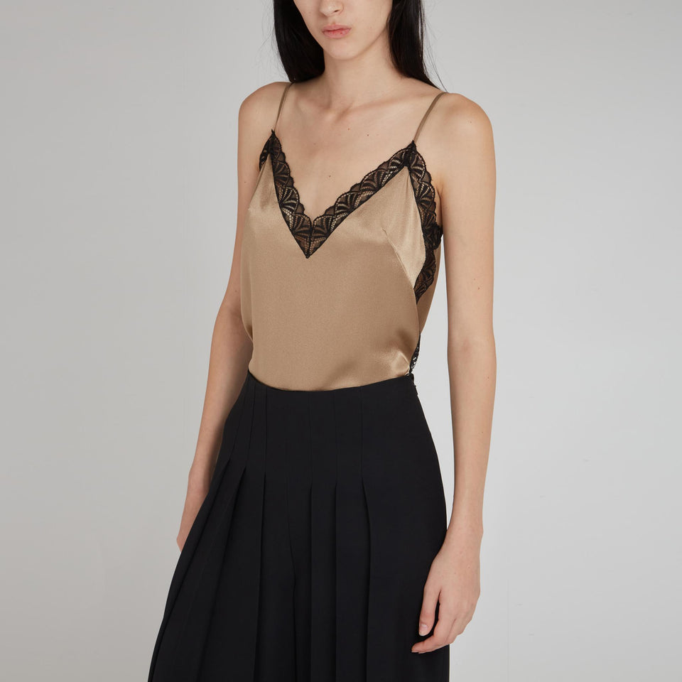 Top in tessuto beige