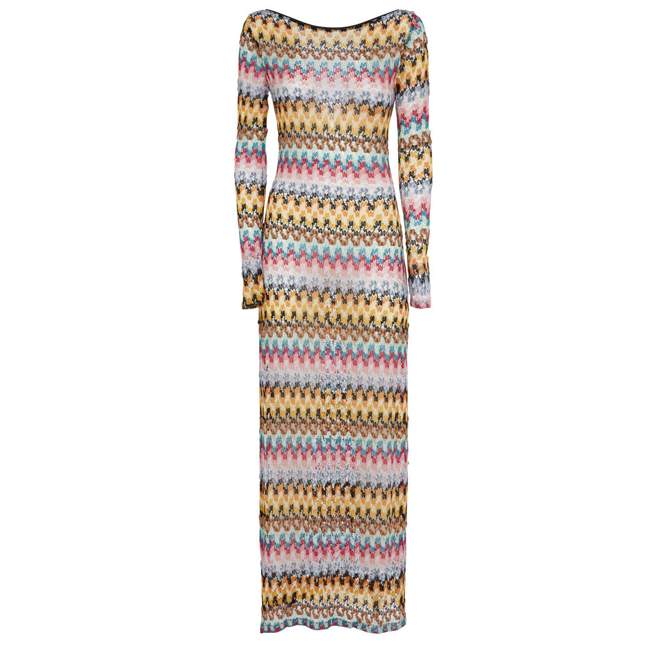 Maxi abito in tessuto multicolor