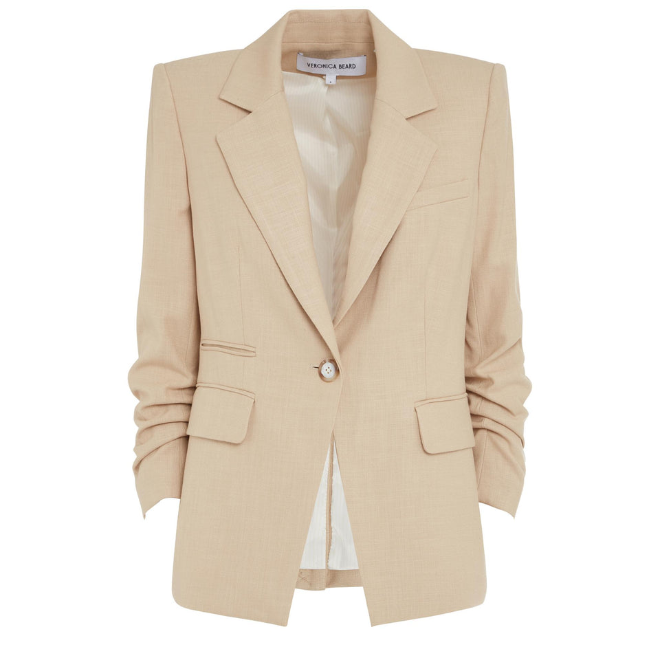 Giacca mono petto in tessuto beige