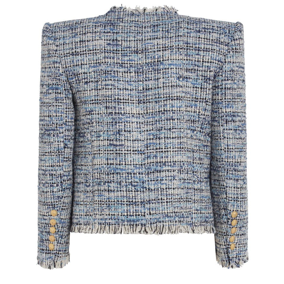 Light blue tweed crop jacket - Main Image
