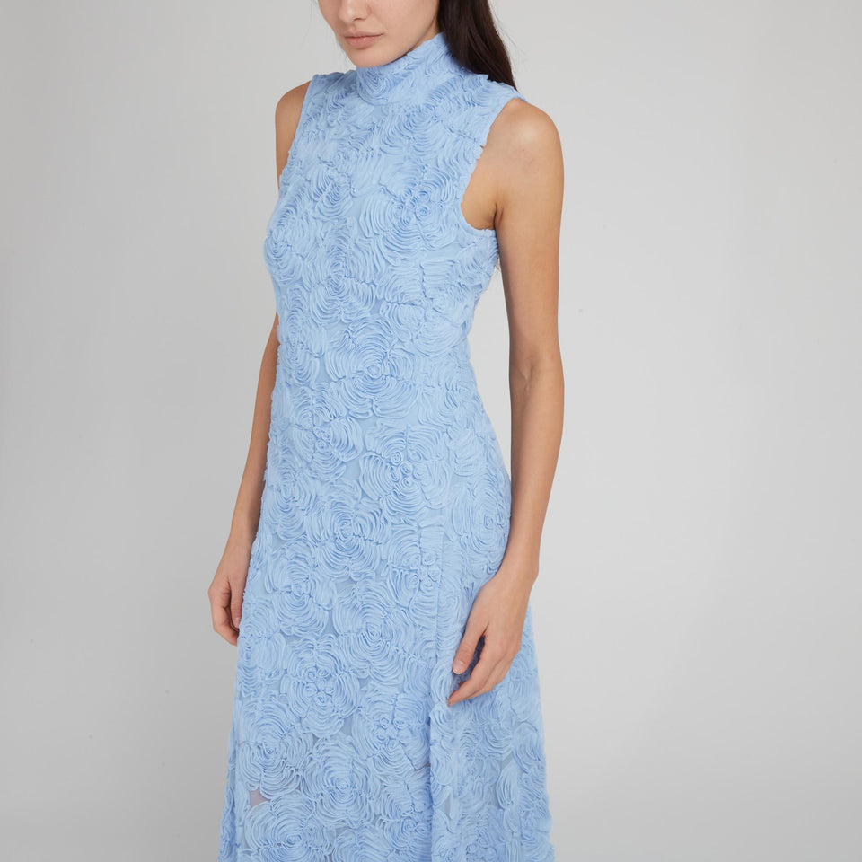 Long dress in light blue fabric