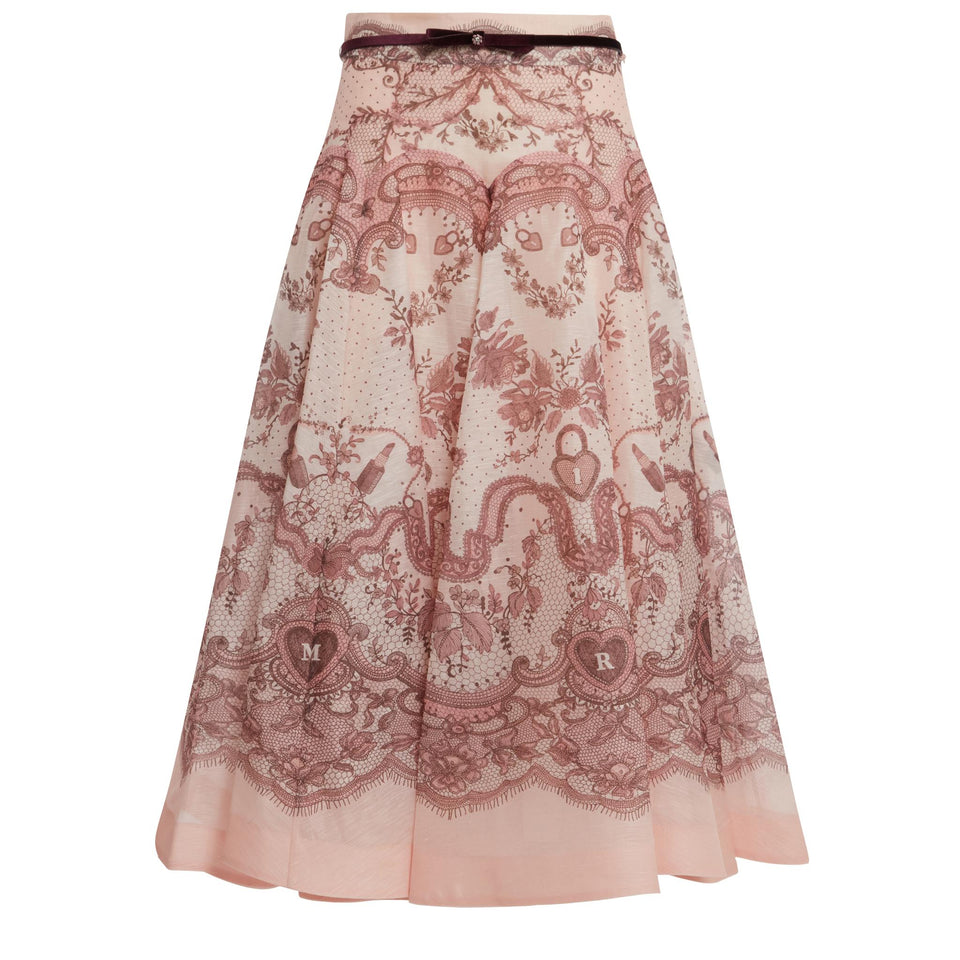 "Crush" skirt in pink linen