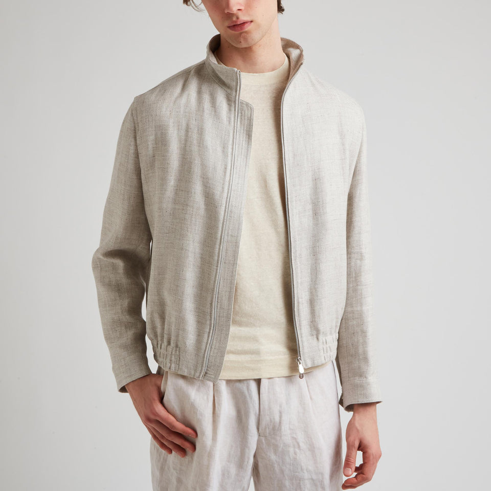 Giubbotto in lino e lana grigio