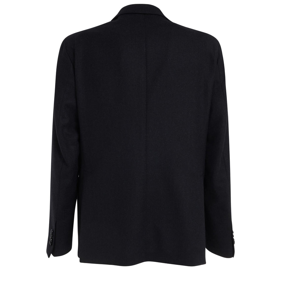 Giacca mono petto in lana e cashmere blu