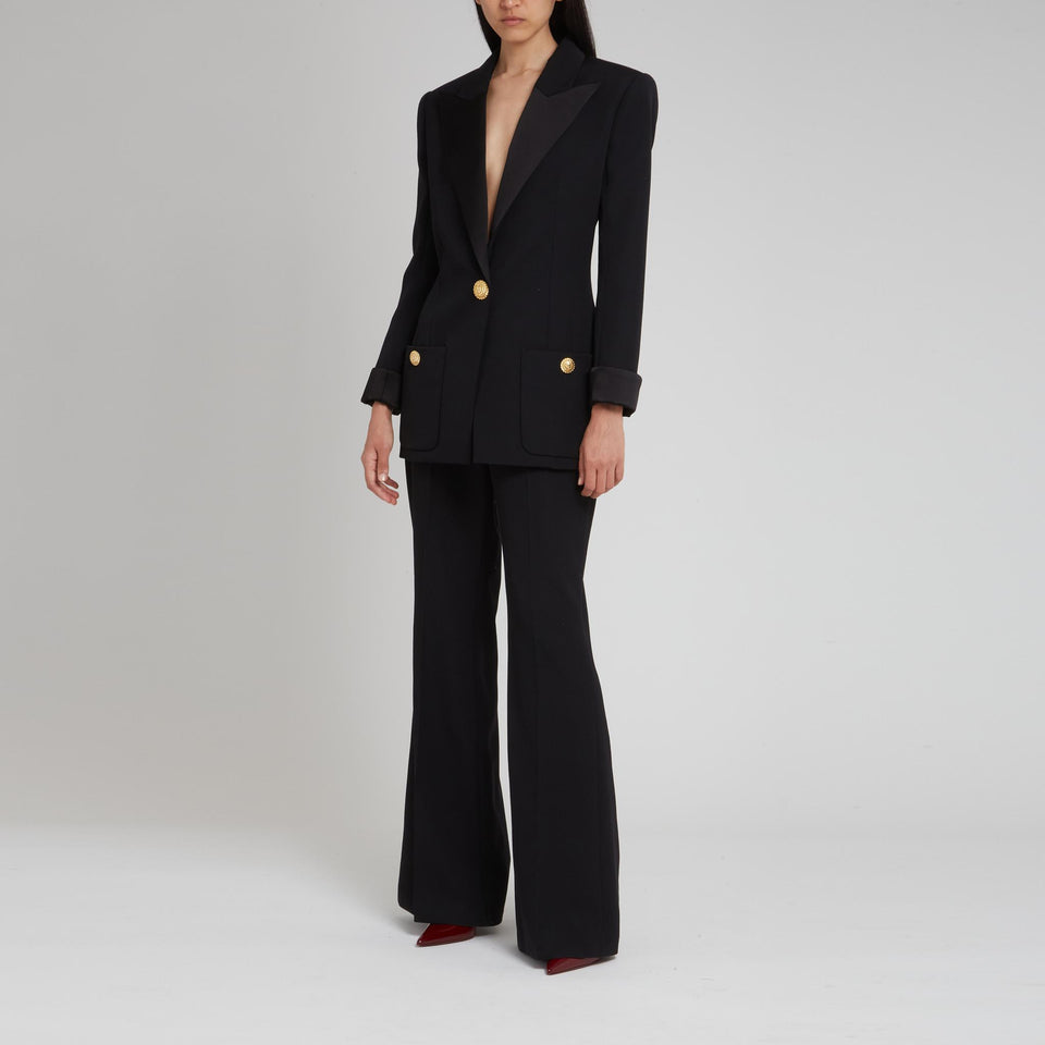 Black Wool Single Breasted Blazer