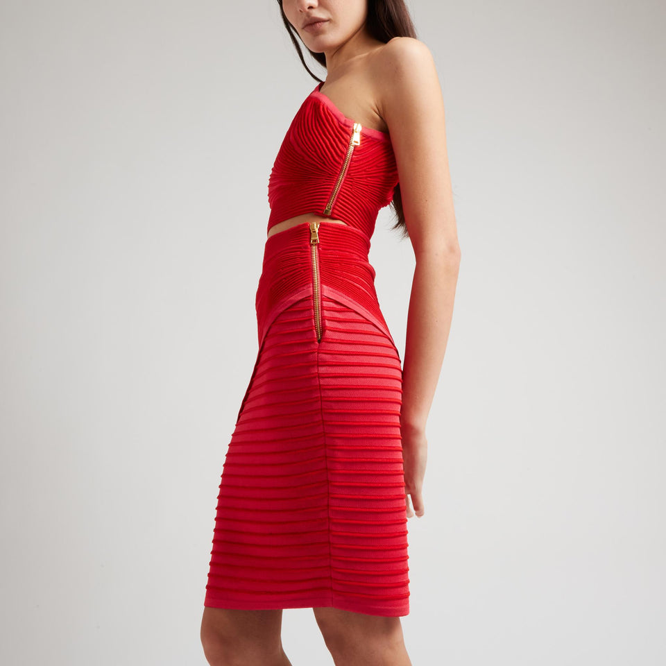 Top mono spalla in maglia rossa