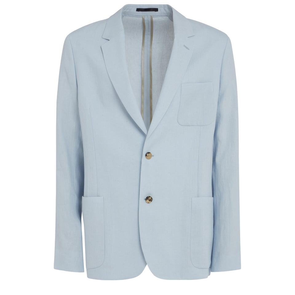 Giacca mono petto in lino azzurra