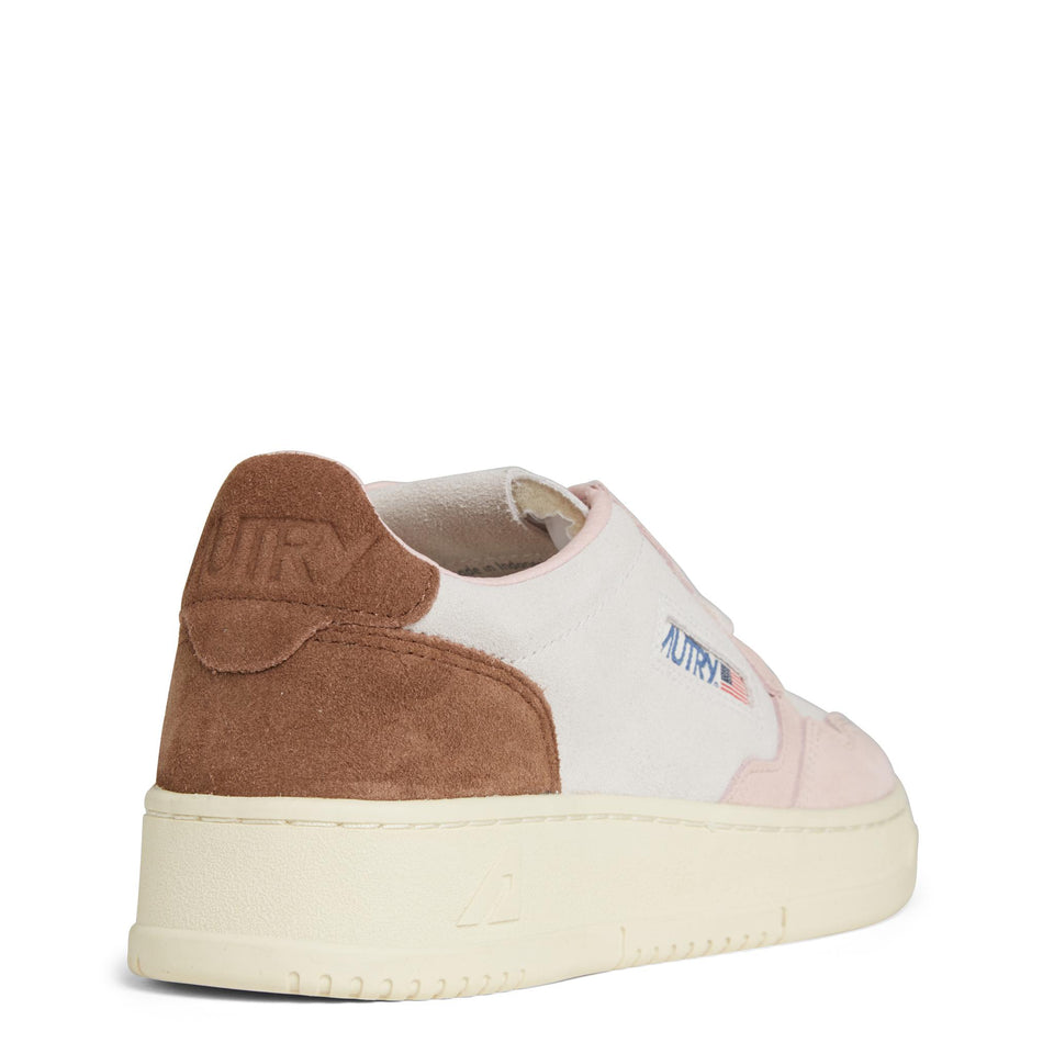 Sneakers ''Medalist Low'' in pelle rosa e marrone AULW-TS04 PWD/EBONY AUTRY 