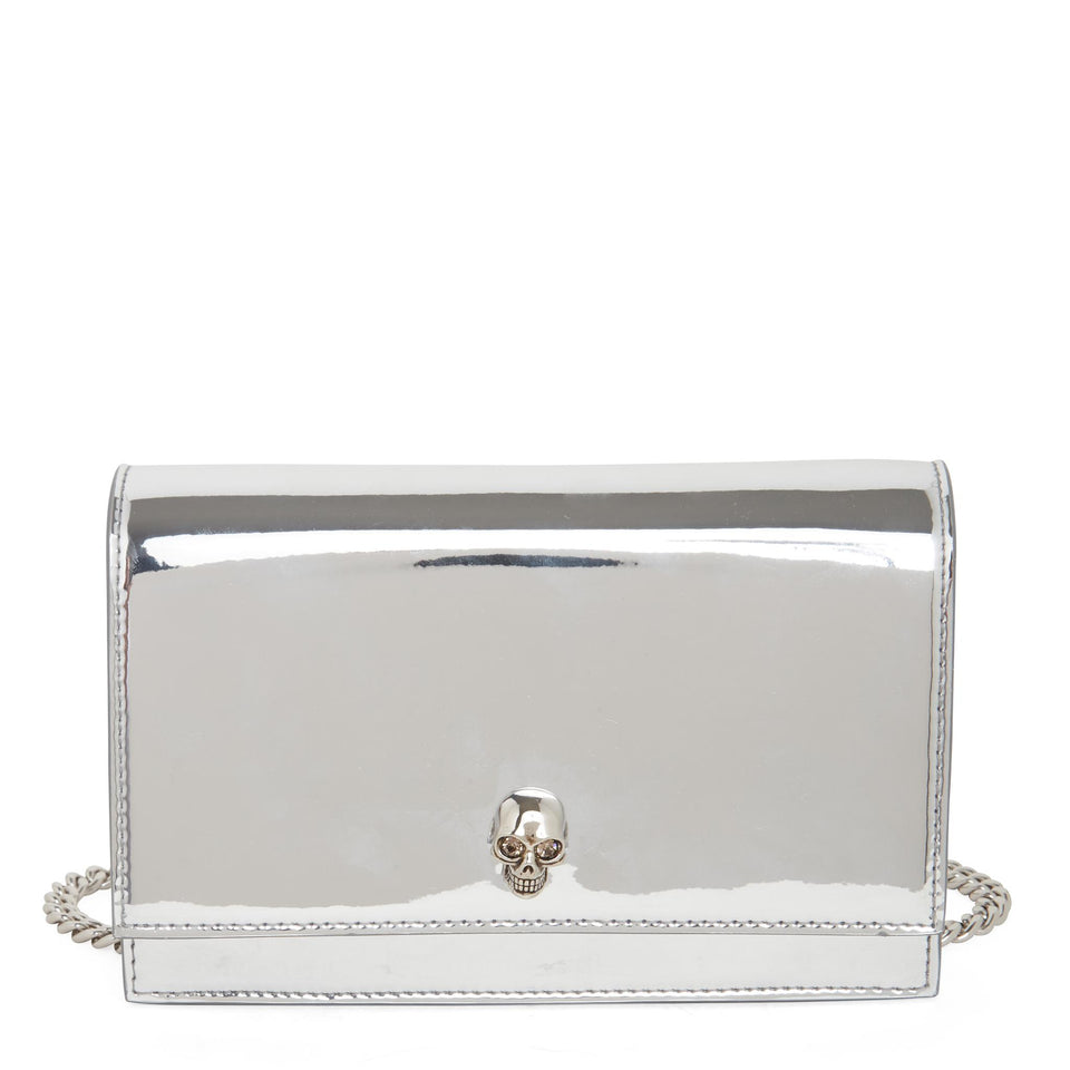 Borsa ''Skull'' piccola in vernice argento