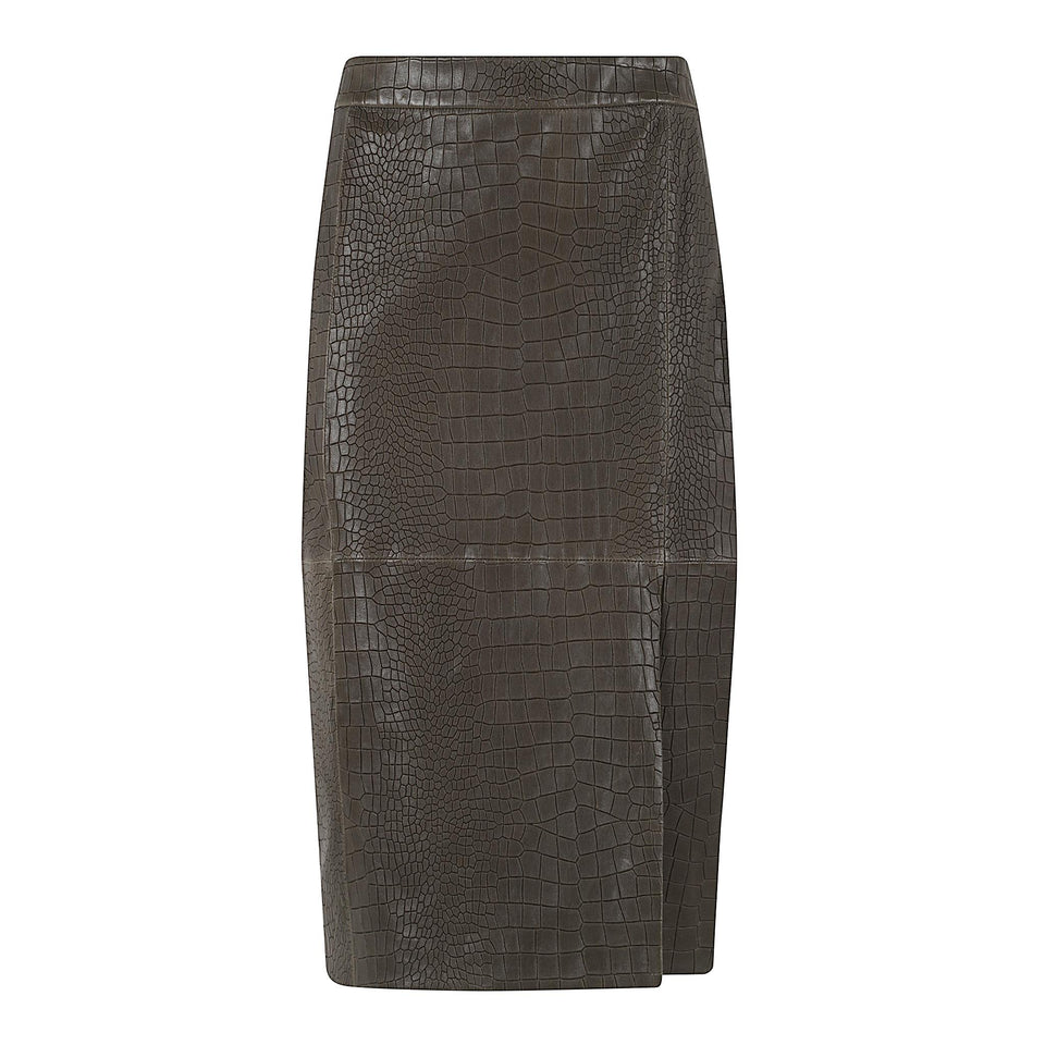 Gonna in pelle khaki SELMA CROCOKHAKI ENES 