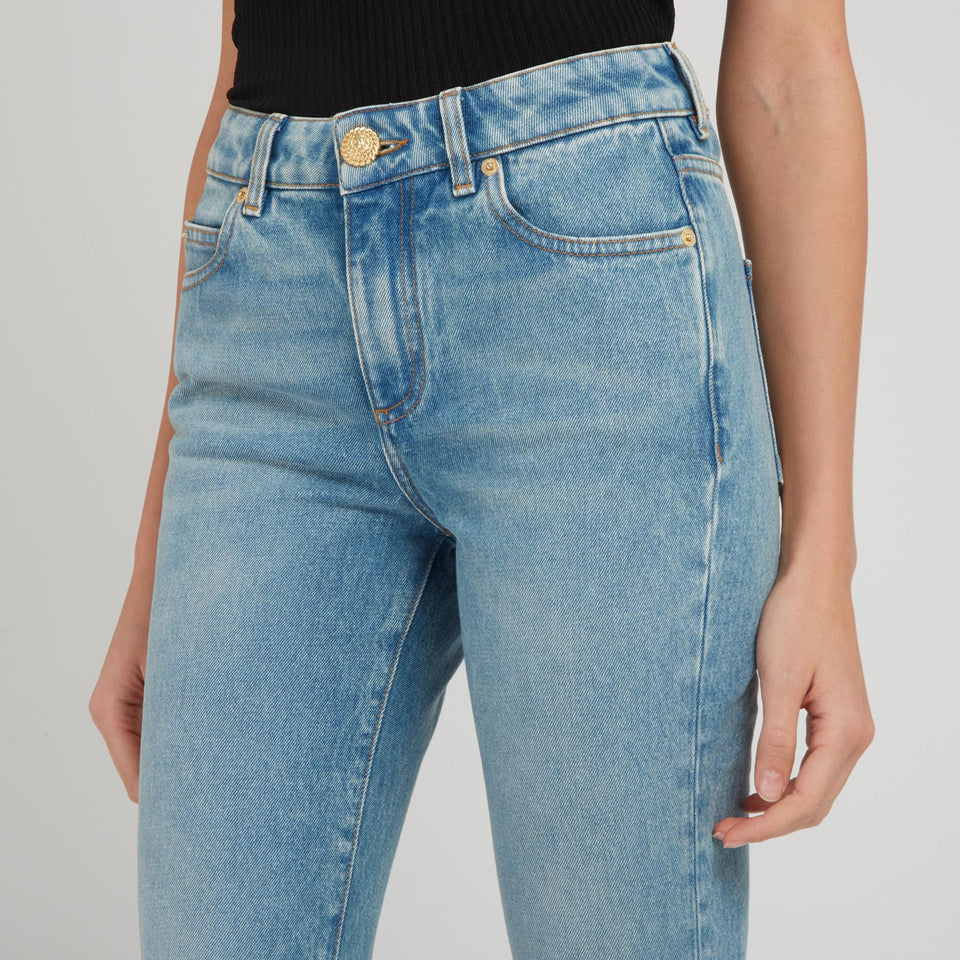 Blue denim flared jeans