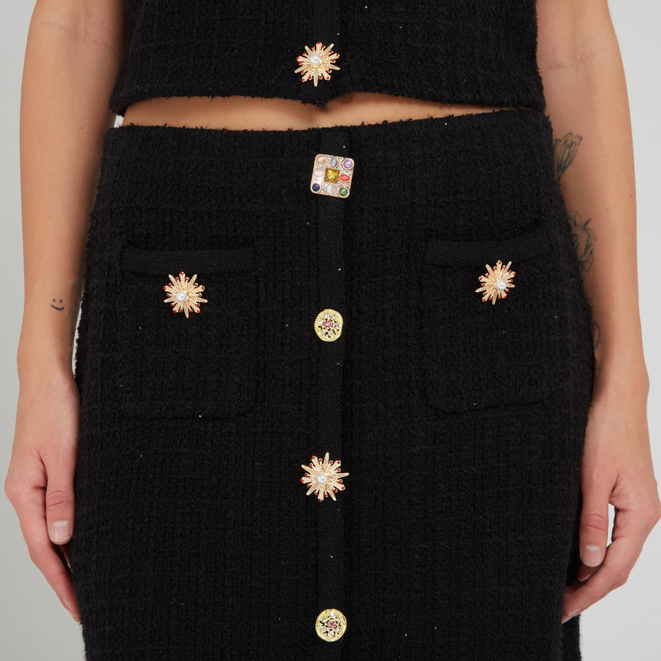 Mini gonna in tweed nera