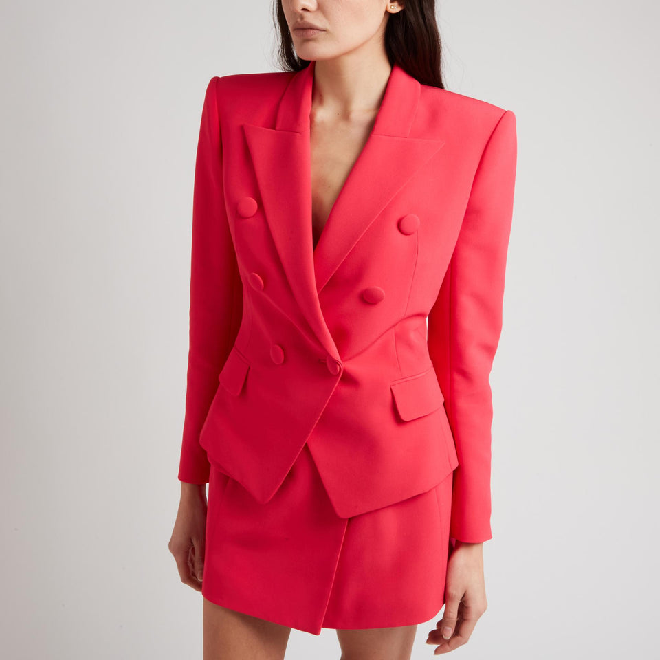 Double-breasted jacket in fuchsia fabric